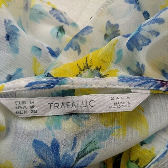 Zara Trafaluc Sheer One Shoulder Floral Top🌼 - Picture 6 of 7